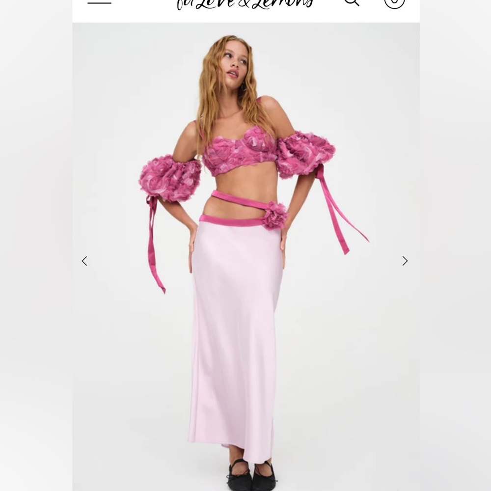 For Love & Lemons Pale Pink Maxi Skirt